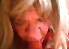 julie receives my cum all over her face and tits 4