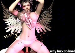 3D Horny Slut Angle Naked Her Big Boobs Sitting on the Big Dick