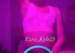 Femboy Ezra_Kyle25 seductively dances in pink lace lingerie on onlyfans pt6