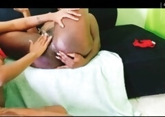 Lesbian rubbing, ebony amateur, masturbation squirt