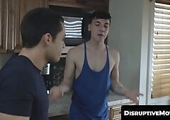 Attractive athletic dude Andrew Miller seduces his good friend Troye Jacobs and starts to make out with him, before barebacking him hard and deep!