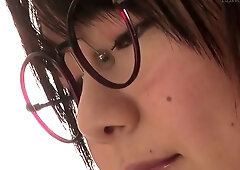 Nerdy Asian teen with perfect big boobs is yearning for cock