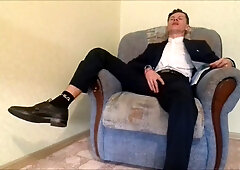After Working In The Office The Guy Jerks Off His Cock And Ends Up In An Office Suit
