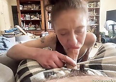 I got this doxy to kneel between my legs and blow me like a hoover vacuum cleaner. That babe clutches my penis with her toothless throat so wonderful,
