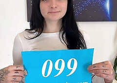 Inked chick at porn casting