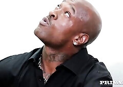 Beautiful Brown haired Lyen Parker teases, fucks & sucks her black stud with some soft BDSM, pussy & mouth fucking! Best part is always last a