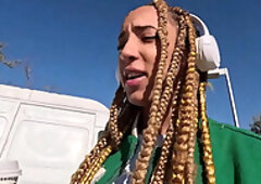 Ebony Luna Black recognizes me on the street and takes me to her house to fuck me mercilessly