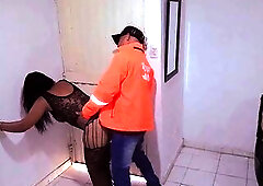 I ask for a home delivery service and the receipt from the delivery guy in erotic underware, the favourable unknown hunk is surprised, but this chab d