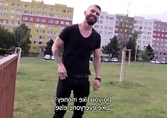 Czech Hunter - Very nice muscled whore rough handjob indoor