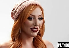 Corpulent redhead aged podcast interview and bushy vagina fingering