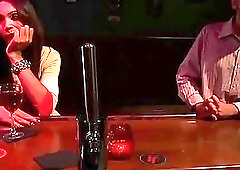 Tattooed stud gets fucked by a gorgeous TS babe in the hotel room