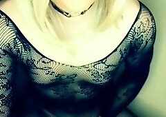 Tgirl spunking and degustating her own jism for the very first time