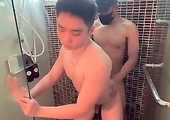 Asian boy bareback sex from pool to bed