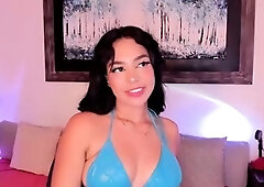 Glamour babe with big boobs masturbates in lingerie