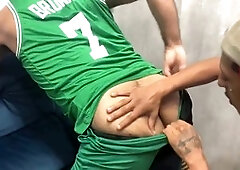 Horny performer enjoys spanking and blowbang session