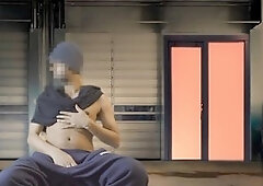 After cleaning the warehouse, Lovely Traveler has a solo wank and indulges in cum