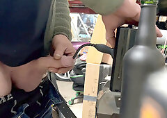 Unique silicone urethral sound stimulation session in the garage