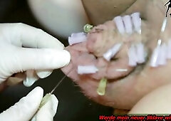 German Brutal sadist mastix chastise a thrall painful in S&M Studio