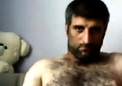 Big-Cock Turkish Bear Masturbates on Webcam