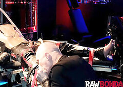 Sweaty jock foot licking and deepthroating in raw bondage