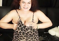 Haydee Rodriguez watches porn in advance of a photoset and toys her obese hirsute snatch!