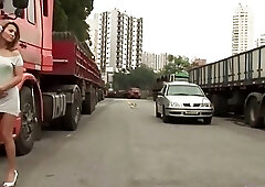 Tranny hooker picked up on the street for anal sex