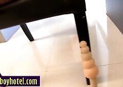 Huge dick shemale Nattcha hardcore ass toying after amazing posing action and she enjoyed it in front of client Perverted big cock tranny posed and sh