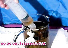 a cutie gets medical glycerin and tea enemas with a syringe in her dark hole anal