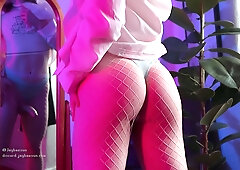 Femboy Edges Huge Cock And Fucks Fleshlight In Pink Fishnets