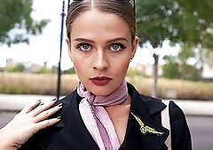 Horny Flight Attendant seduced me - I fucked her and Cum on Face 4K - KateKravets