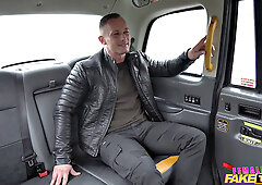 French stud bangs hard and fast in wild car orgy with tattooed babe in leather and doggy-style action