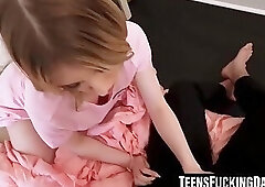 Melody Marks' naughty blow and ride on stepdad's fat cock