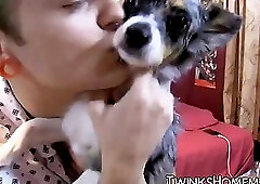 Young gay man Jason tugging his pecker and squirting spunk