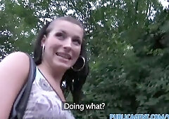 PublicAgent Fucking a tall brunette on public pathway