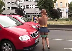 Flexible Redhead Is Bound And Stripped Naked In Public - Kink