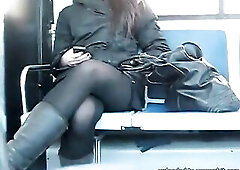 Teen voyeur upskirt in the bus