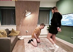 Heartless Ballbusting Mistresse Whip Kick to the Testicles, Fast Hard Ball Kick in Socks Makes Epic Noise