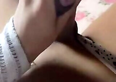 Latin teen cums all over underwear