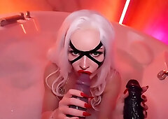 Felicia Hardy Bubble Bath With Horny Slutty Black Cat -