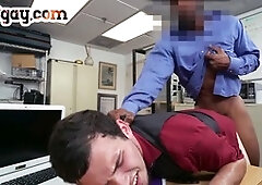 Interracial office encounter: Black man gives hardcore anal to nympho white guy in tight backdoor