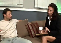 Mature brunette fucking a younger guy