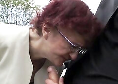 80 years old German granny sucking dick
