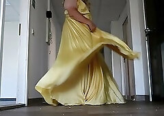 My champagne silk dress on display, a whirlwind of emotions