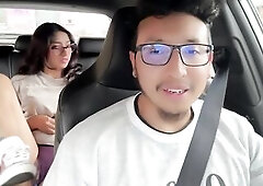 Hot large booty woman masturbates in Uber, part 1