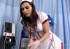 Gorgeous shemale nurse takes care of everything