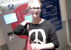 Perky Blonde College Girl Paid For Public Blowjob