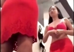 Dressing room hidden camera filming sexy Oriental girl