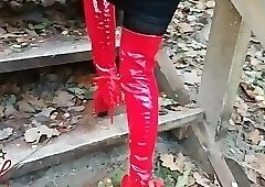 20 cm red boots walking Lady L sexy High Heels