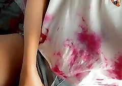 Hung ladyboy in public