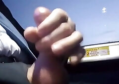 Milking off on the bus Enormous jism shot Suit